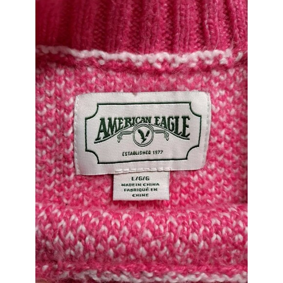 American Eagle Oversized Size L Pink Bandana Paisley Pullover Sweater SMALL FLAW - Picture 5 of 15